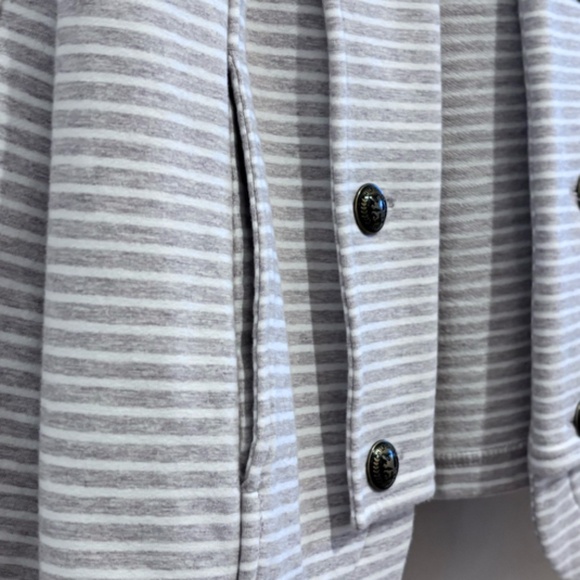 Tommy Hilfiger Women's Gray White Stripe SZ L Open Front Military Band Jacket - Picture 8 of 16